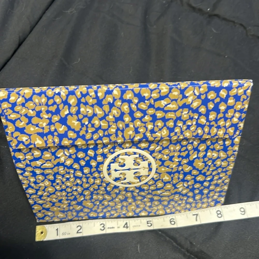 {TB} Tory Burch | Printed Logo Gift Bag Velcro Flap Blue/Green/Cream